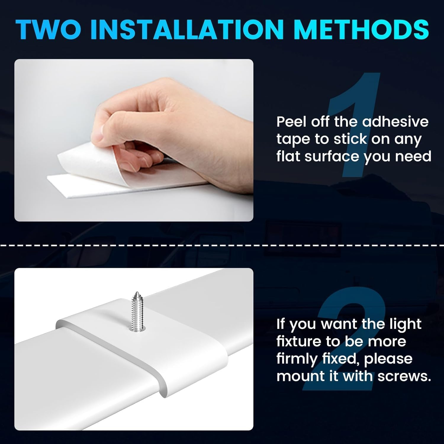 Lamptobe 12V Interior LED Light Bar 16W 168 Leds Universal DC RV 12V LED Strip Light with On/Off Switch Super Bright 6000K Van Lights Interior LED 12V for Camper Motorhome Boat- 2Pack image number 4