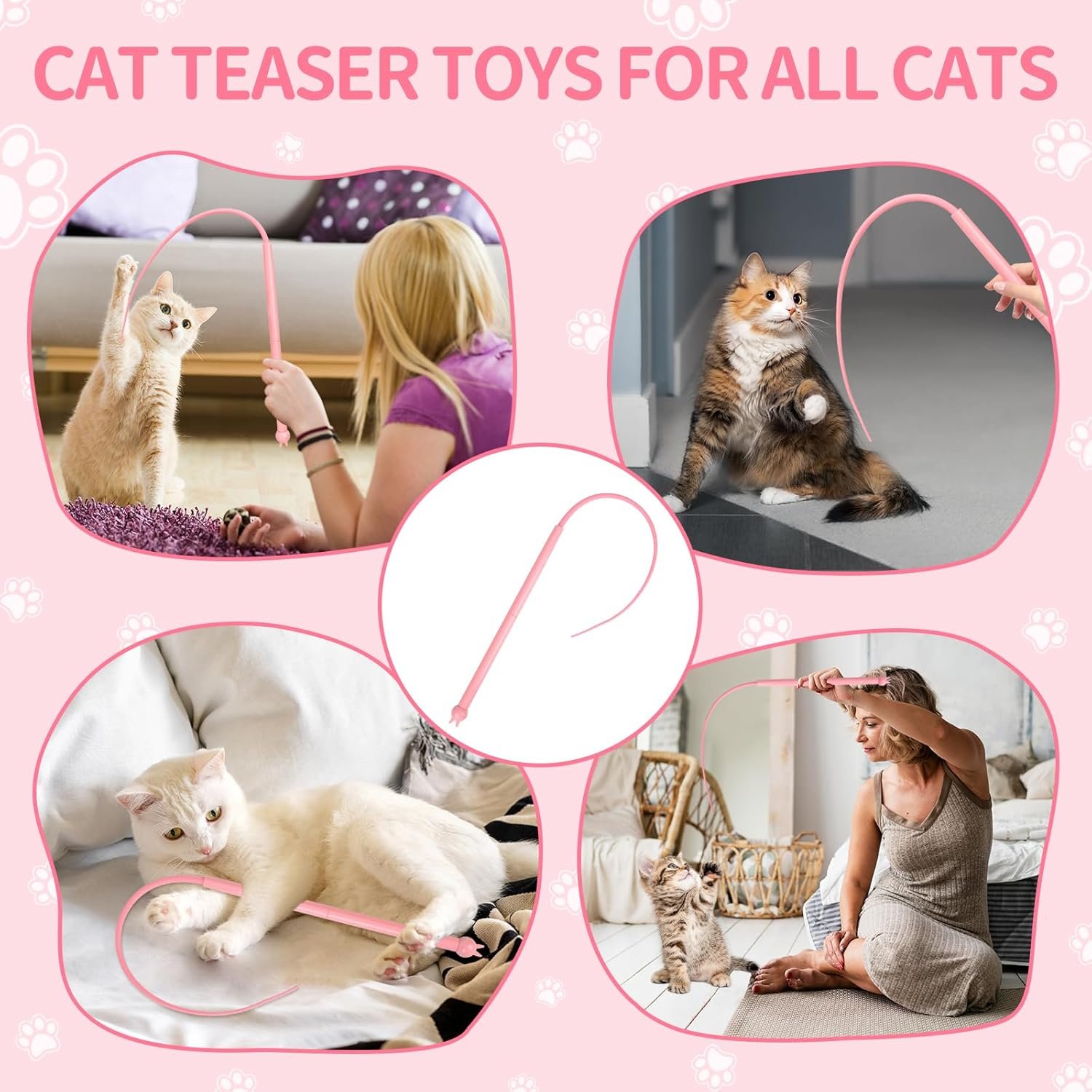 Cat Angel Long, Silicone Teaser Cat Wand Toy, Magic Tail Cat Toy, Cat Wand Interactive Cat Toy, Mouse Tail Teaser Cat Stick Cat Wand Toy for Indoor (A) image number 3