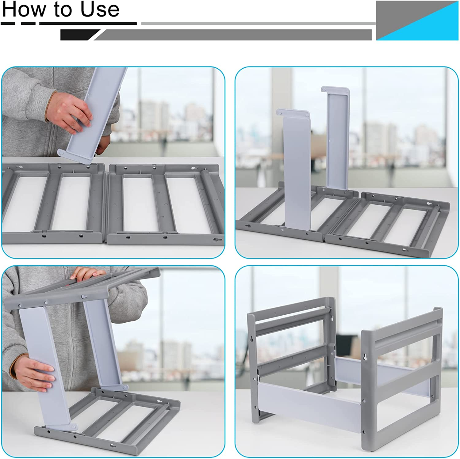 A4 Grey Plastic Hanging File Folder Shelf, for Office, Study, Hospital Data Organization,Outer Frame: 14.29X12.79X10.83 Inch image number 1