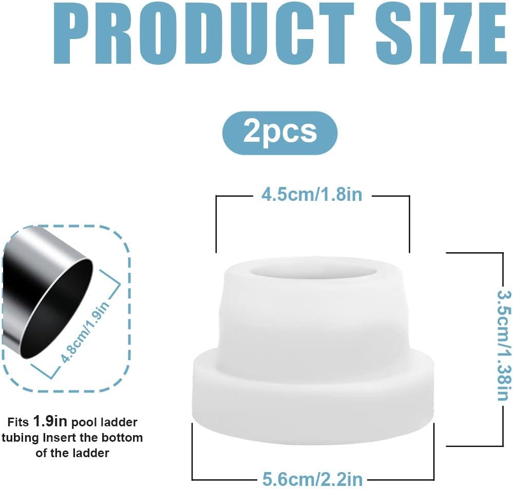 2Pcs Pool Ladder Bumpers, Rubber Pool Ladder Caps Pool Ladder Bumpers for Inground Pool Fit 1.9 Inch Standard Swimming Pool Ladder Tubing (White) image number 2