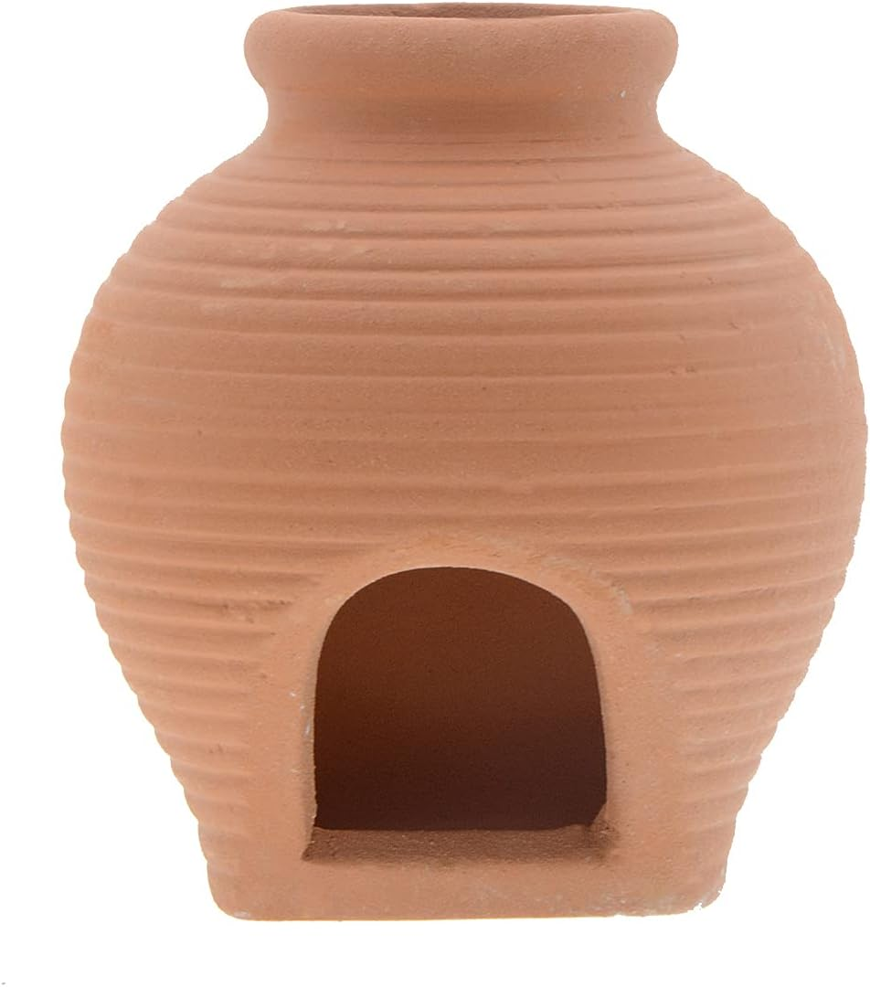 Saim Ceramic Jar Aquarium Decorations Fish Tank Cave Breeding Cones Cave Fish Tank Ornaments for Betta Fish Amano Shrimp Cichlid Bonsai to Play Hide and Rest Yellow