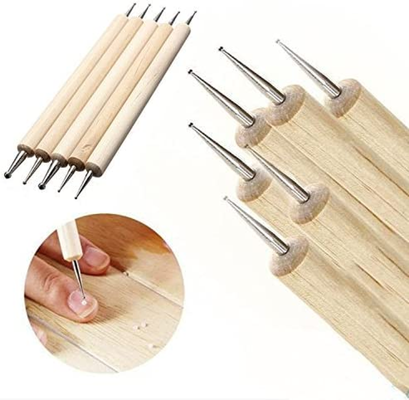 5Pcs Wooden Ball Styluses Tool Set for Embossing Pattern Clay Sculpting, Nail Art image number 1