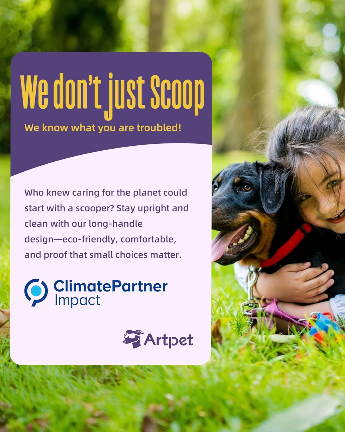 Artpet 32&rdquo; Pooper Scooper for Large Dogs Long Handle Pet Poop Scoop Heavy Duty Dog Poop Picker Upper for Yard Grass Gravel Dirt Sand image number 1