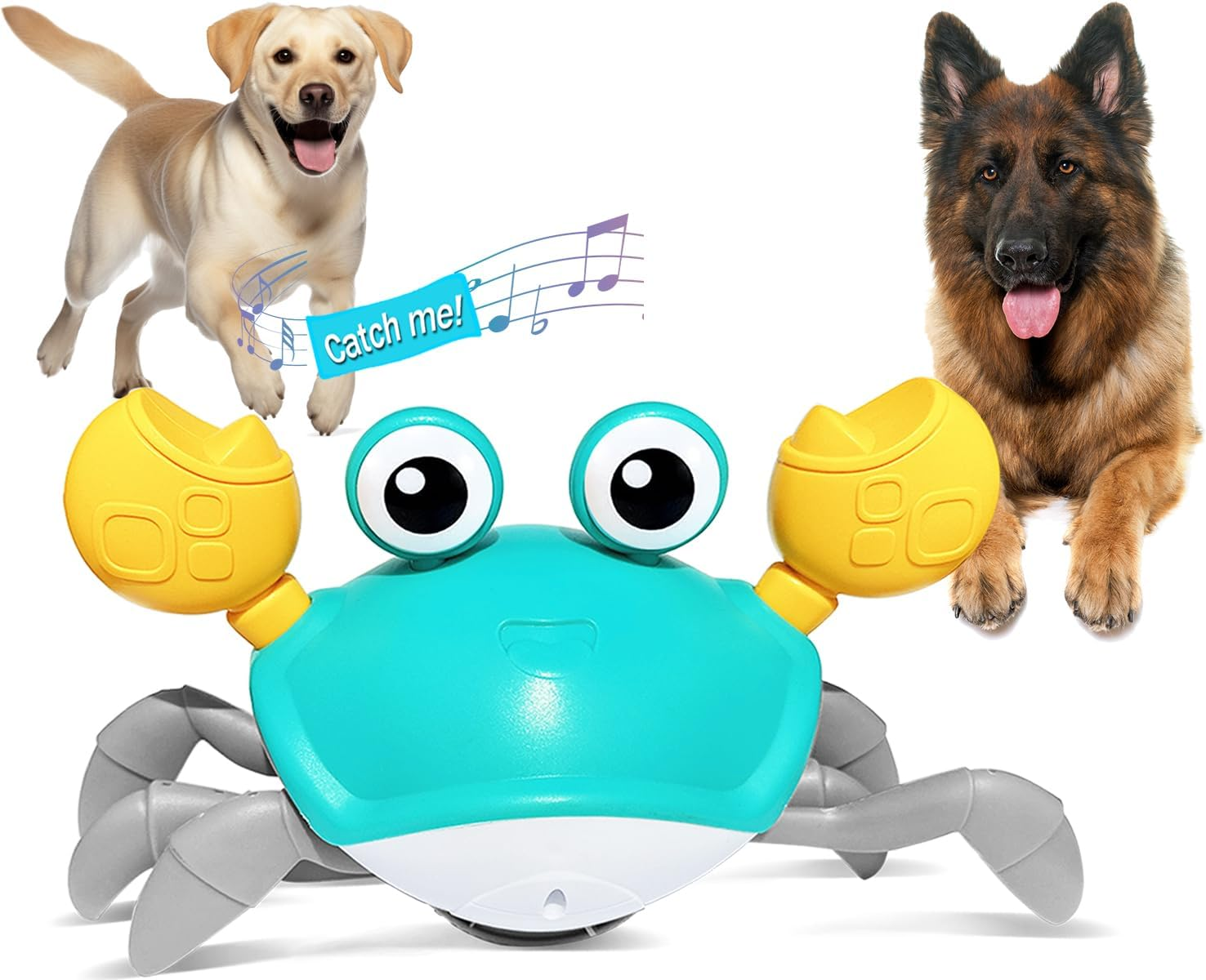 HONGID Crawling Crab Dog Toys,Escaping Dog Cat Toy with Obstacle Sensor,Interactive Dog Toys Music Sounds & Lights for Dogs Cats Pets,Christmas Toys Puppy/Small/Medium Dogs, Green, Large Dog Toys image number 3