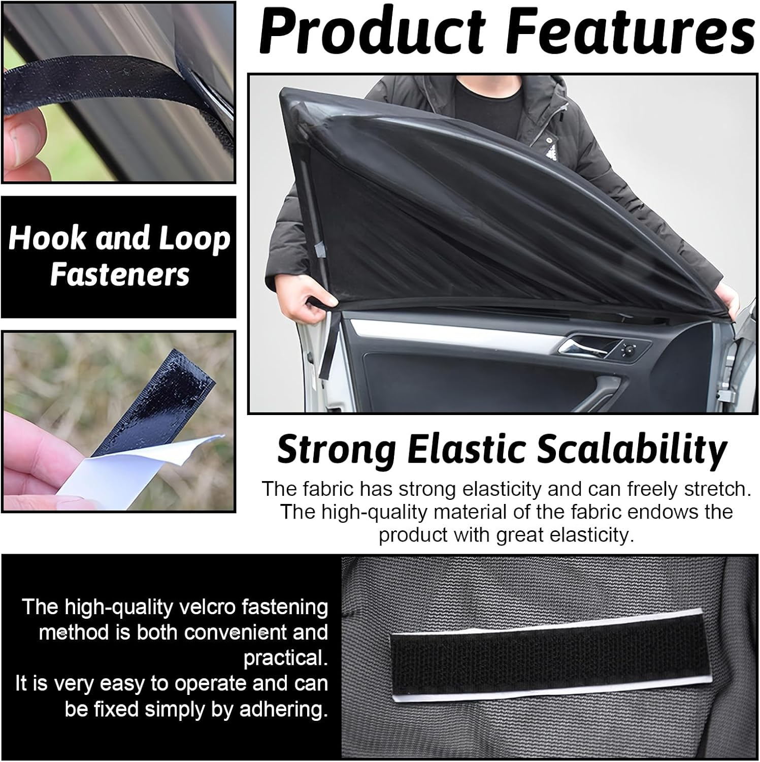 2 Pack Car Window Shade, Sun Shade Car Side Window Covers, UV Protection Breathable Mesh Car Sun Shades for Camping Privacy, Fits Car Truck SUV (39.8"X18.9")