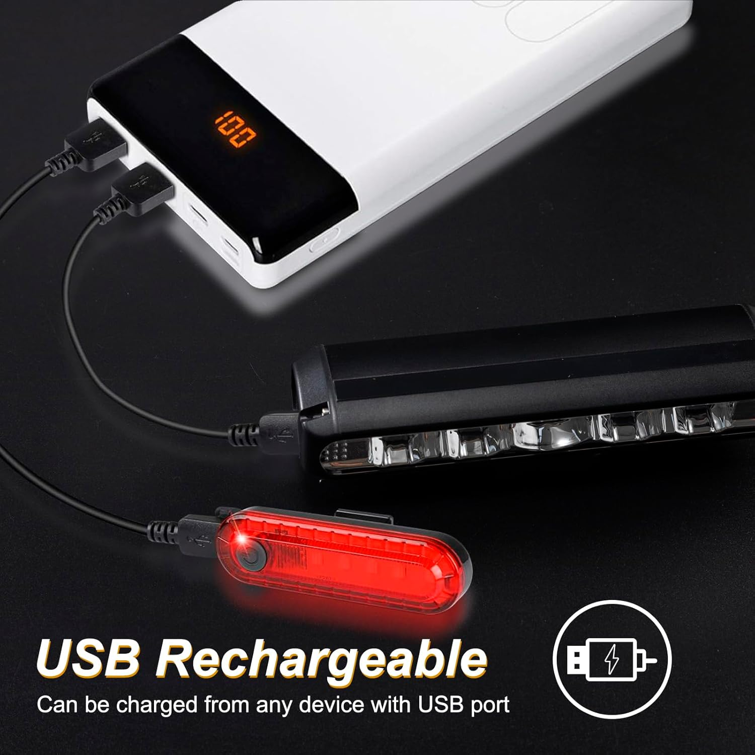 AKALATE Ultra Bright Bicycle Lights Front and Rear, Powerful USB Rechargeable Bike Light Set, Aluminum Alloy Bike Headlight and Back Taillight for Night Riding, Waterproof LED Light for Mountain Bike image number 3