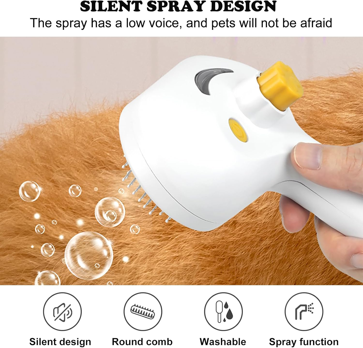 Steamy Cat Brush, 3-In-1 Steam Brush for Cats with Water Tank and Spray, Cat Brush with Steam, Cat Brush with Water, Pet Hair Removal Comb for Massage, Care, Hair Removal (White) image number 2