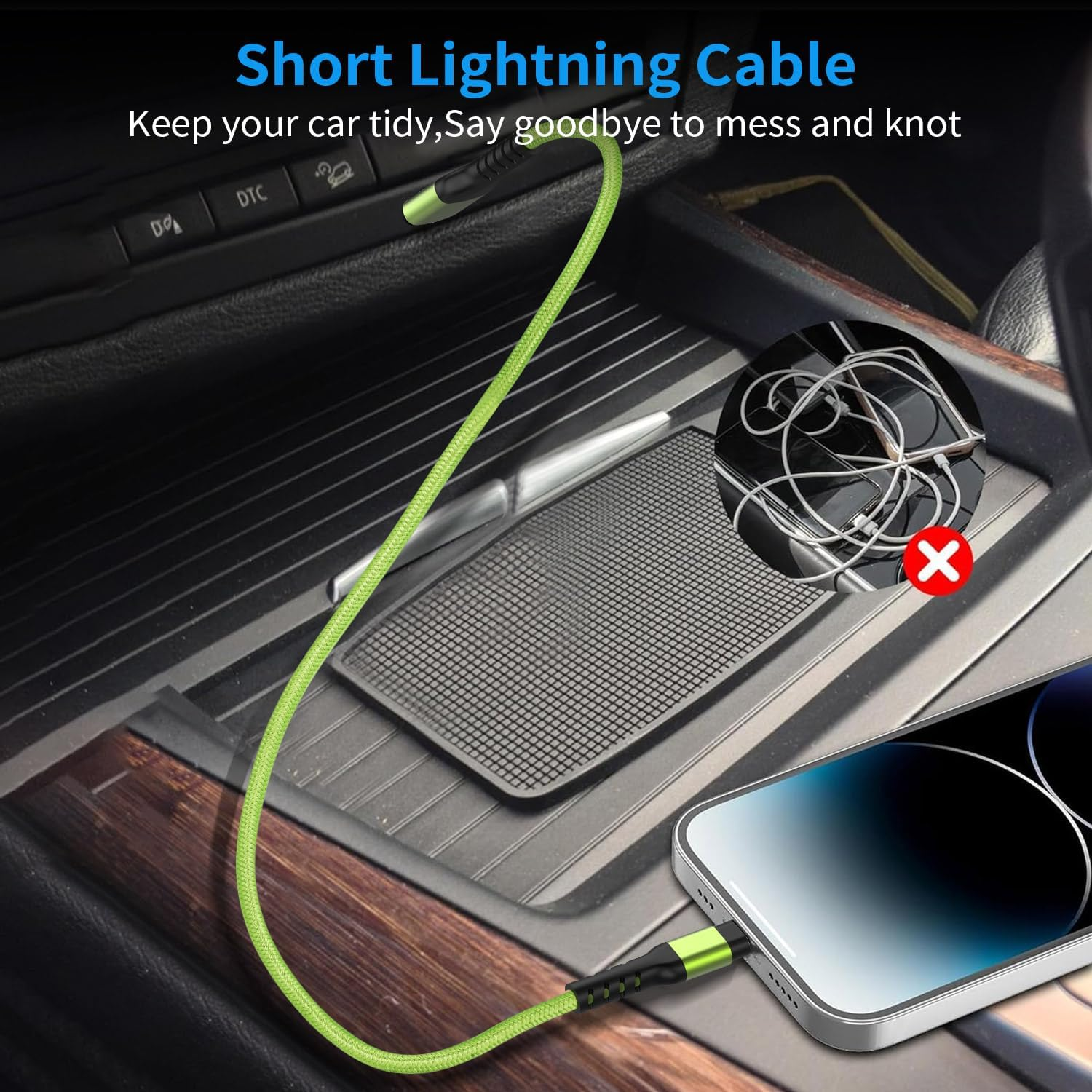 GOPALA Iphone Charger Cord 0.3M, 2Pack Short Lightning Cable for Car Fast Charging Braided USB to Lightning Cable Compatible with Apple Iphone 14 13 12 11 Pro Max 10 8 7 6 Ipad image number 3