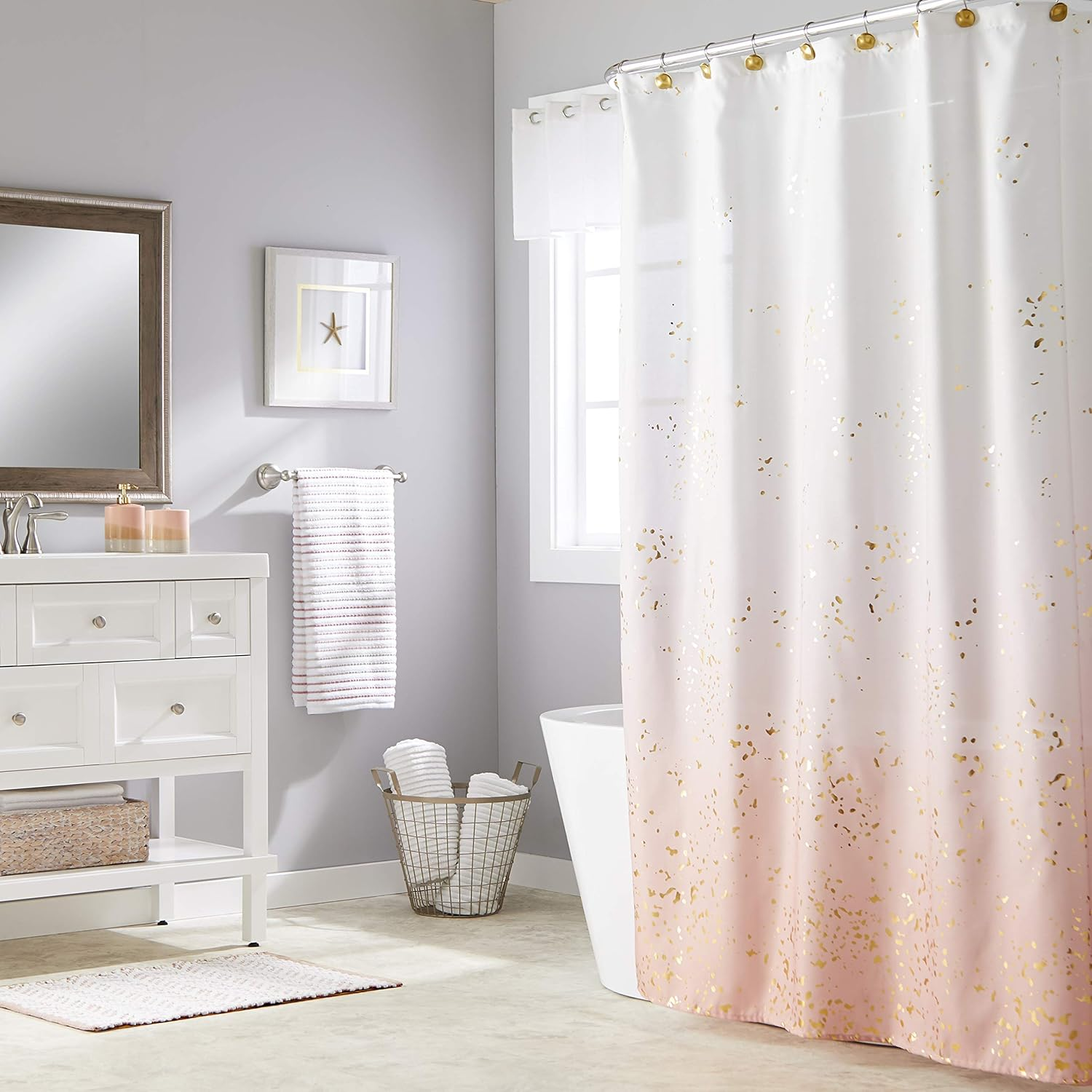 SKL Home by Saturday Knight Ltd. Splatter Fabric Shower Curtain, Pink