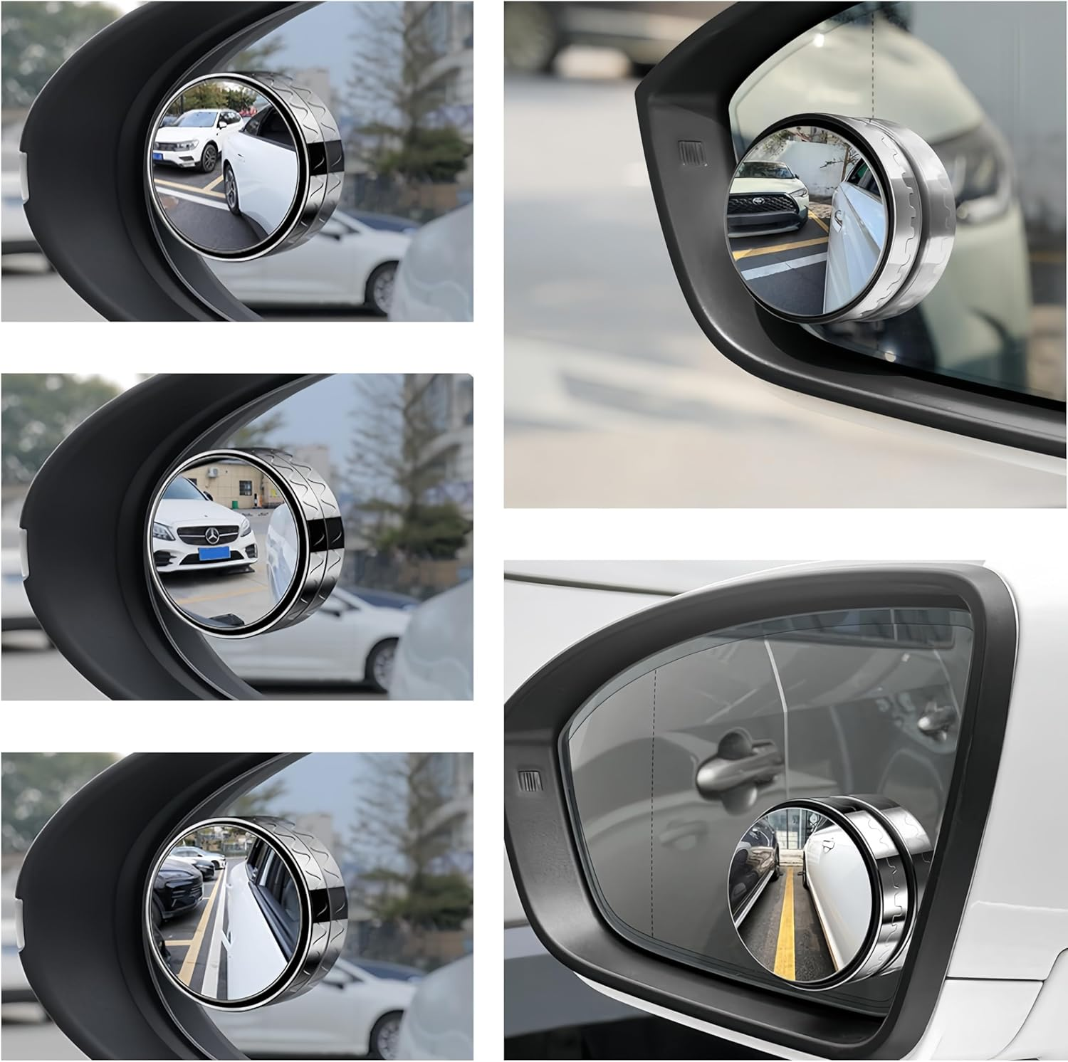 Aknebriax 2 Pairs (4-Pack) Car Blind Spot Mirror, round HD Suction Cup Blind Spot Mirrors,Enhanced Side Visibility, Secure Non-Adhesive Mounting for All Vehicles.(Silver) image number 2