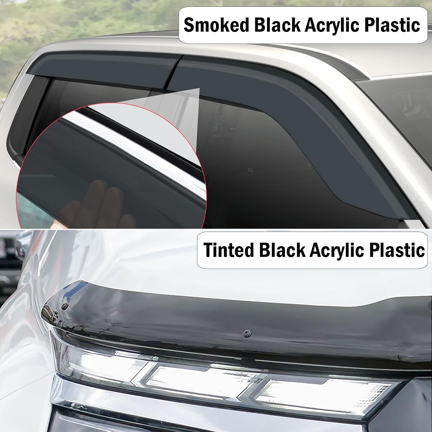 SUERAUTO4X4 Bonnet Protector Weather Shields for Mitsubishi Triton MV 2024 2025 Dual Cab Accessories, Tinted Black Bonnet Guard Injection Weathershields Window Visors Wind Deflectors image number 2