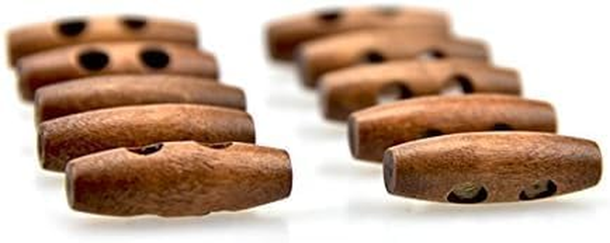 50 Pieces Olive Shape Wooden Toggles Buttons 2 Holes Sewing Buttons for Clothes Decor Everything Coat Trench Coat Button Accessories Fasteners