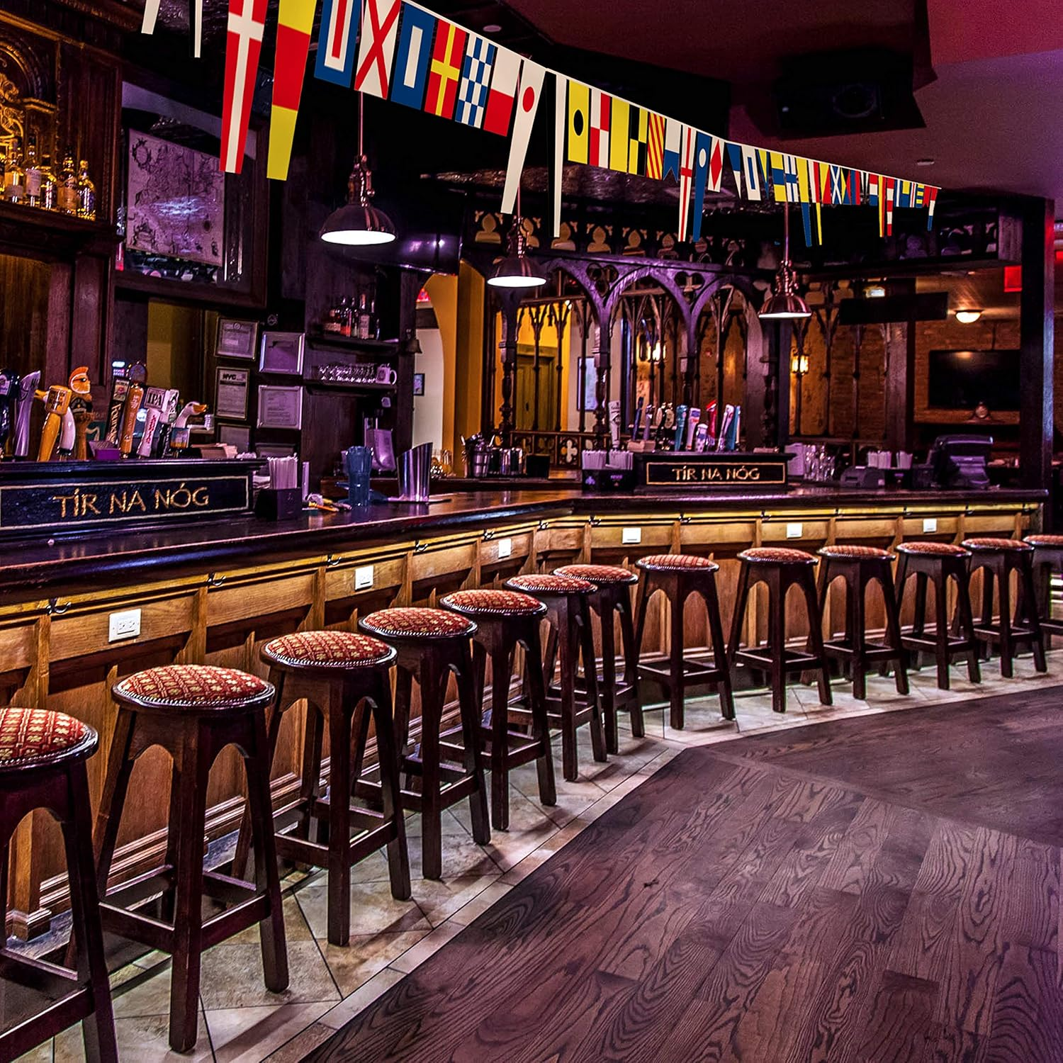 Anley International Maritime Signal Code String Flags Set of 40 Flags - 40 Ft Long Naval Themed Decoration Pennant Banners for Home/Boat/Ship/Vessel - Individual Flag of 5.5"X18" or 5.5"X9" - 40 Feet