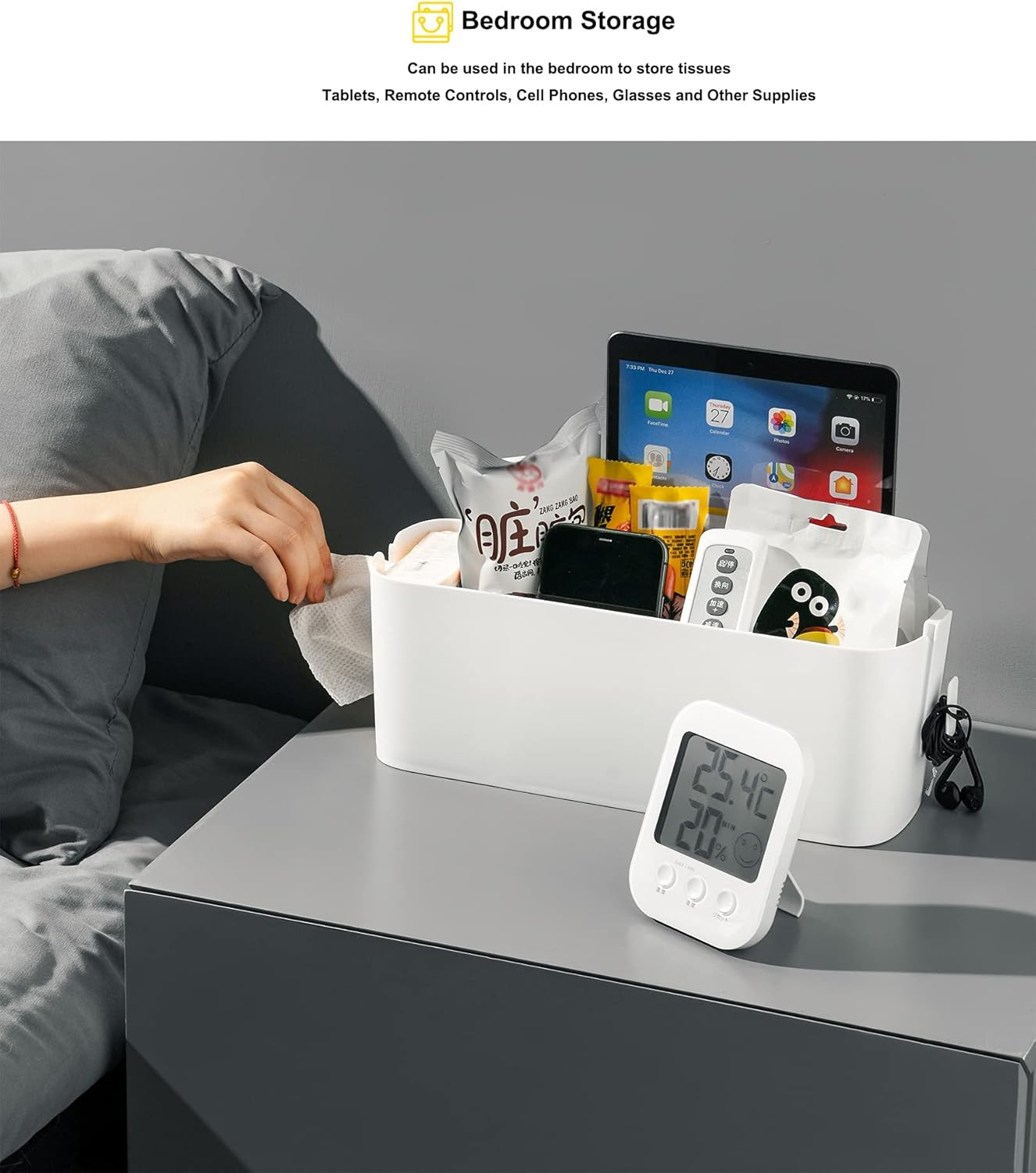 WYZHDQ Bedside Organizer Storage Caddy Hanging as Bunk Bed Storage Accessories Handrail Multi Pockets for Dorm Bunk Bed Shelf image number 6