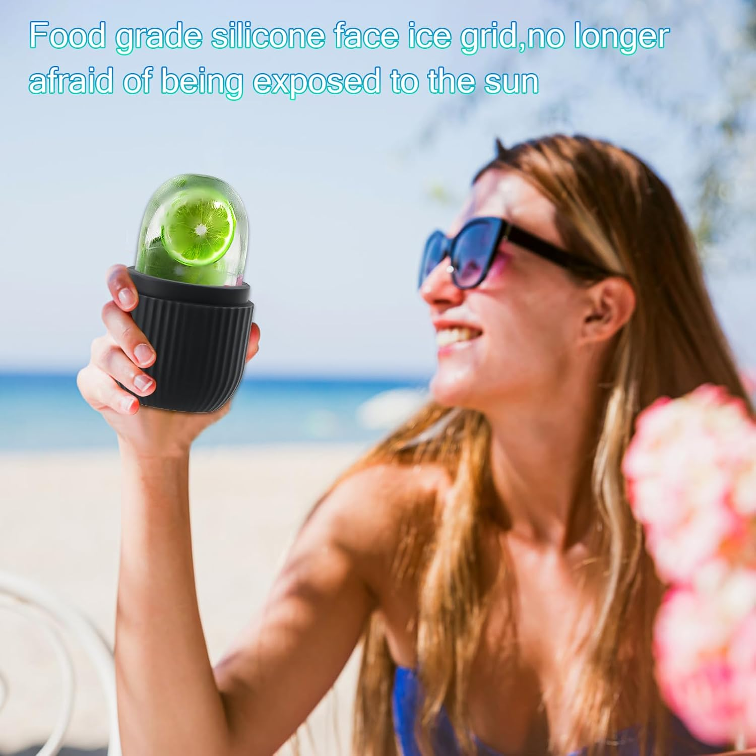 Ice Roller for Face, Eyes and Neck - Reusable Ice Roller - Instant Cooling and Puffiness Reduction - Face Massage for Puffiness - Manual Eye Massager for Wrinkles - Natural Skincare Tool (Black)