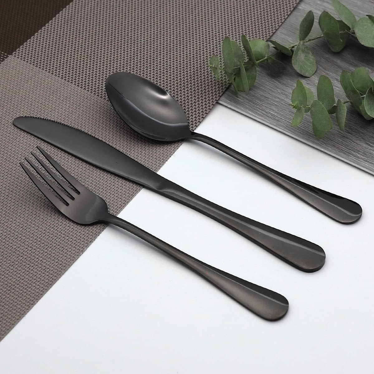 MKUCCD Travel Utensils with Case, Portable Travel Utensils Cutlery Set Stainless Steel Flatware Set for Camping 7Pcs Including Dinner Knife Fork Spoon Chopsticks (Black) image number 2