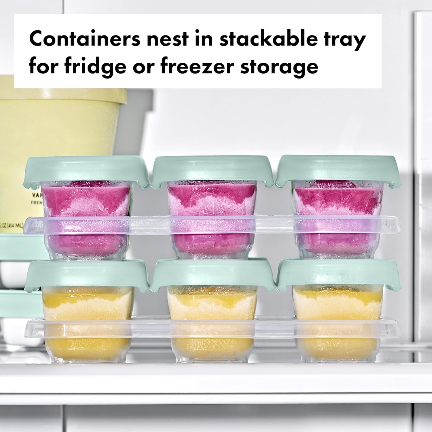 OXO Tot Opal Baby Food Storage Containers, 60Ml - Bpa-Free Baby Freezer Food Containers with Airtight Lids - Stackable Tray for Baby Pur&eacute;e - Weaning & Meal Prep