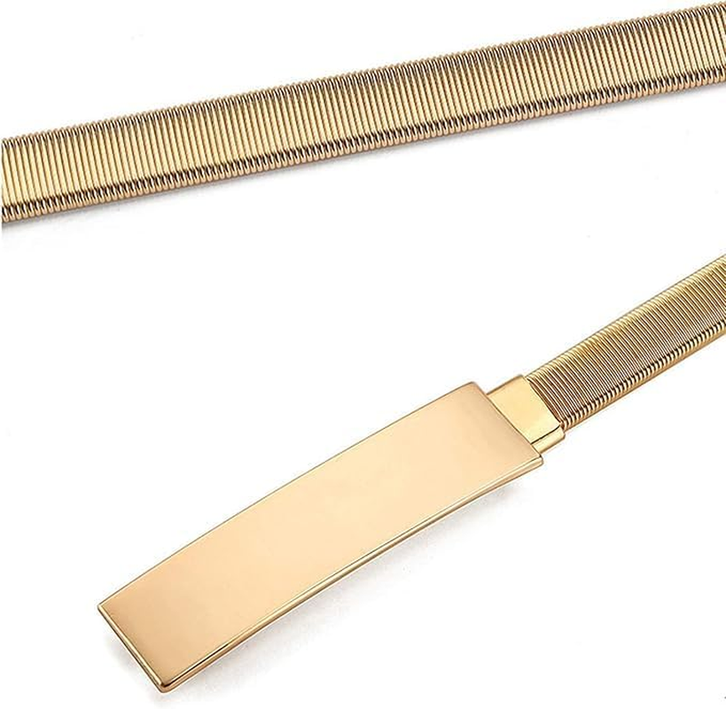 Women'S Tight Metal Belt Elastic Chain Belt Thin Waist Belt, Elastic Belt Dress, Metal Chain Belt Dress image number 2