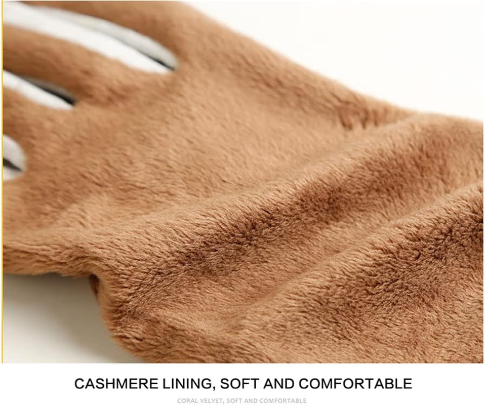 Women'S Black Leather Gloves High-Grade Leather Gloves Women'S Winter Warm Leather Gloves Women image number 6