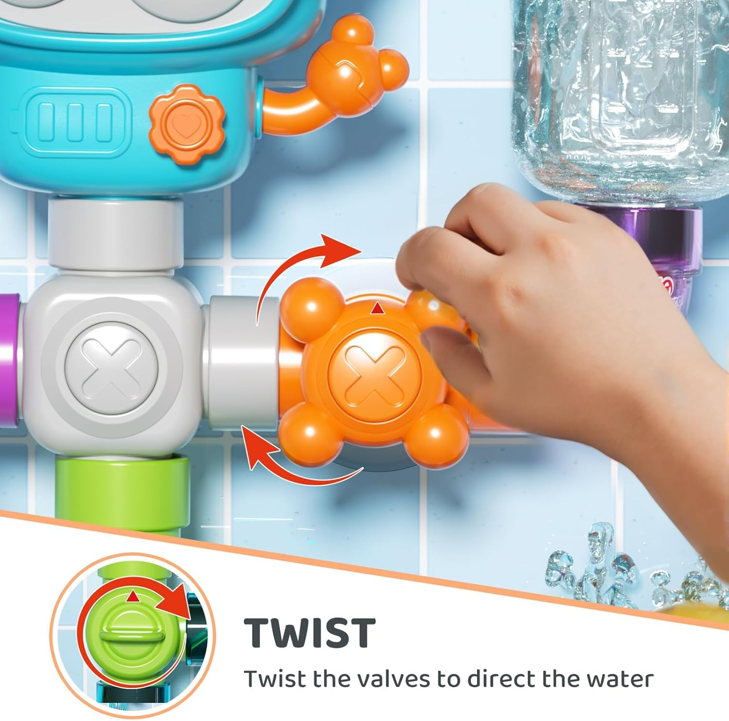 Bath Toys for Kids Ages 3-8, DIY Assembly Water Pipe Building Kit, Interactive Water Toy for Toddlers 3-8, Educational STEM Learning Boys and Girls