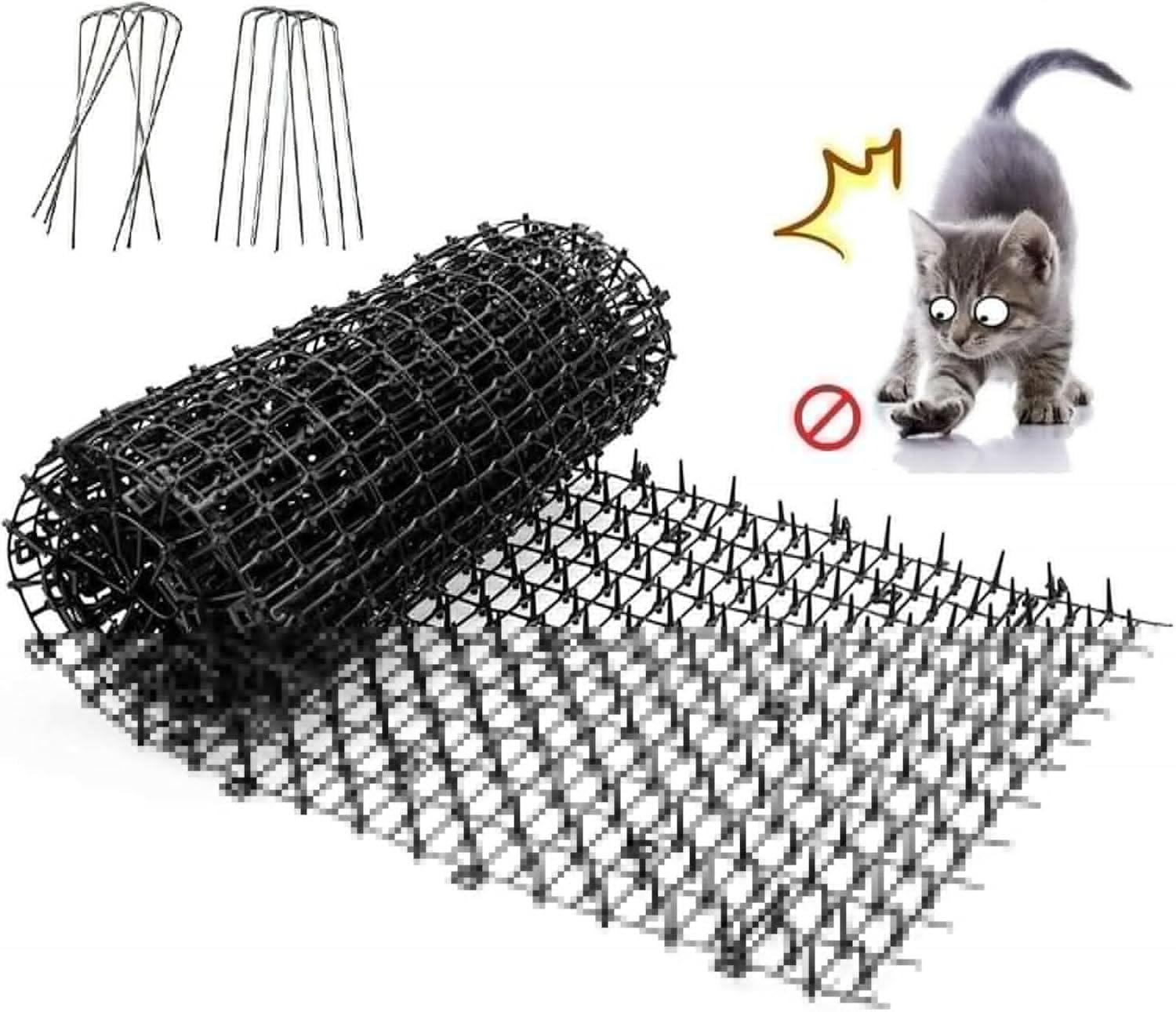 Cat Scat Spike Mat Pet Deterrent Spikes Prickle Mat with Garden Staples for Garden,Porch, Home - Stop Dog Digging/Keep Cat Away image number 4