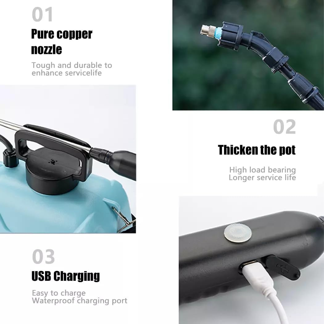 5L Electric Portable Garden Sprayer, Battery Sprayer with Adjustable Mist Nozzles, Electric Pump Sprayers in Lawn Yard and Garden,Pressure Weed Killer Sprayer