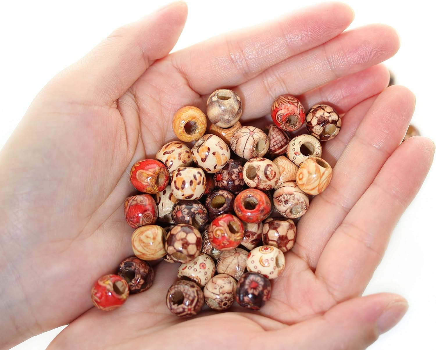 300Pcs Large Hole Barrel Wood Beads, Betterjonny 12Mm Mixed Painted Barrel Wood Spacer Beads Hair Braid Beads for Macrame Rosary Bracelet Jewelry Craft Making - 300Pcs Barrel Beads(12Mm) image number 6