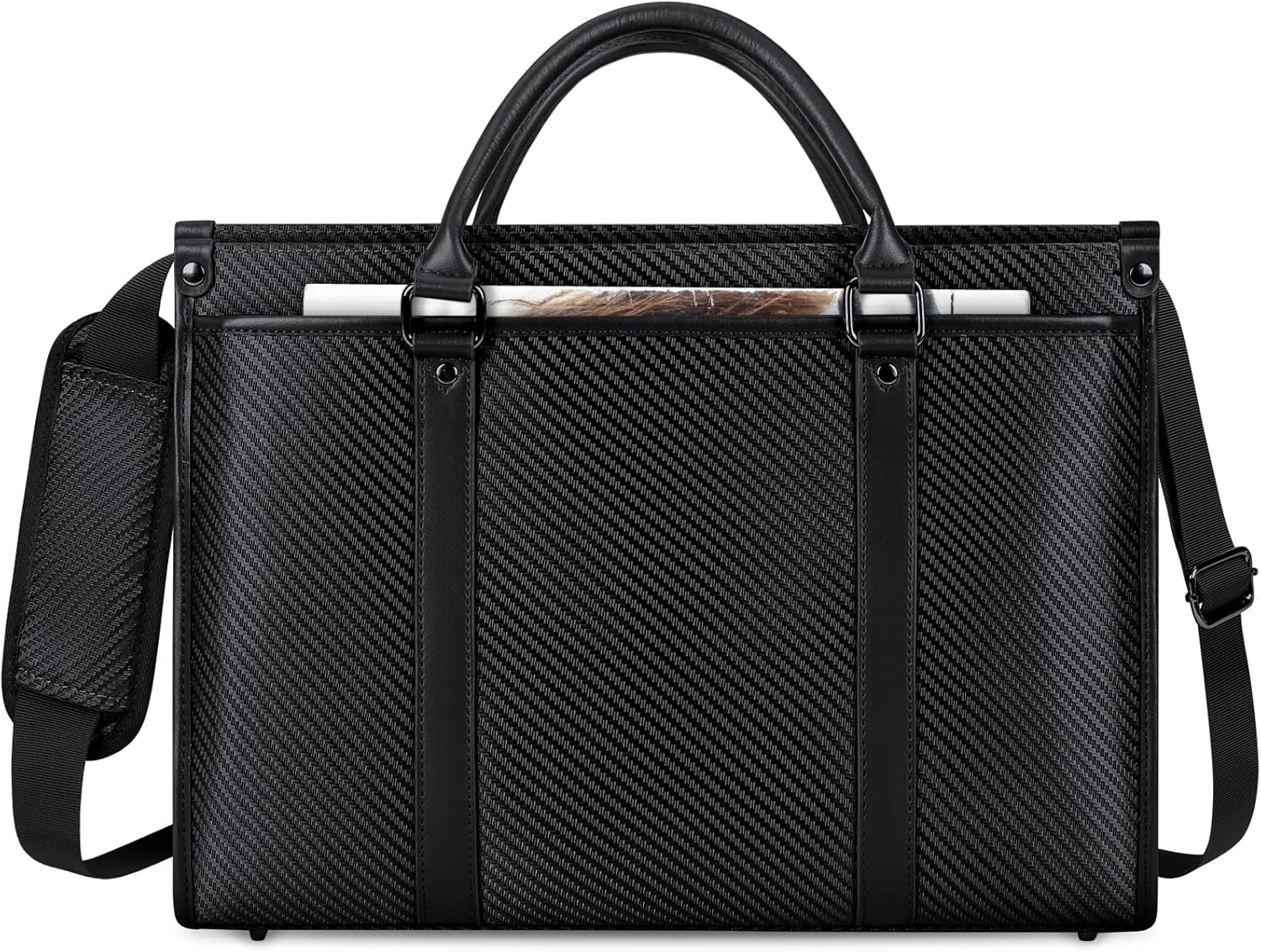 NEWHEY Laptop Bag 15.6 Inch Crossbody Bag for Man Waterproof Messenger Bag PU Leather Computer Bag Retro College Satchel Bag for Work,Business,Travel Black Navy