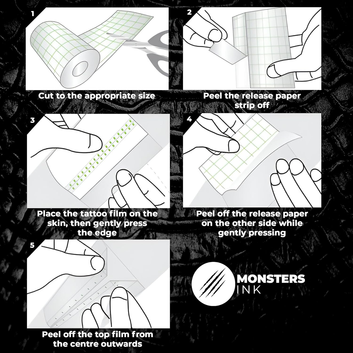 Monsters Ink Tattoo Matte Second Skin Tattoo Cover Tattoo Bandage Waterproof Second Skin Transparent Dressing Bandage for Faster Healing (15Cm X 10M Roll) image number 3