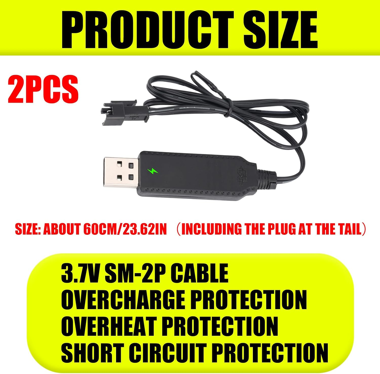 2Pcs Charger for Bubble Machine Gun, 3.7V SM-2P USB Cable with Indicator Light Compatible with Bubble Bazooka Machine Gun and Bunch O Bubbles image number 5