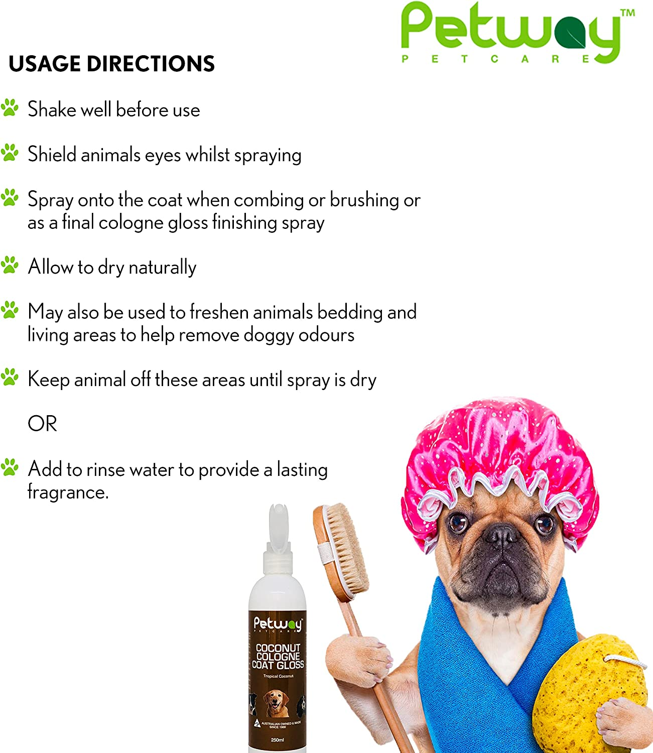 Petway Petcare Coconut Cologne Coat Gloss for Dogs and Puppies, Dog Cologne Spray with Coconut for Conditioning, Dog Gloss with Deodoriser, Pet Odor Eliminator and Dog Spray for Grooming, 250Ml image number 4