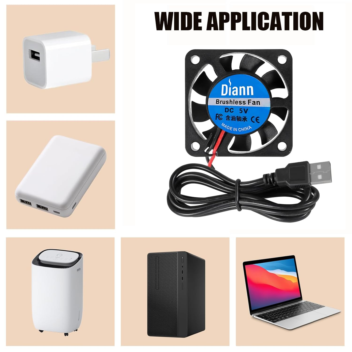 DIANN 2Pcs 4010 DC 5V USB Brushless Cooling Fan 40 X40 X10Mm Quiet Cooling Fan 4010 Fan 3D Printer Oil Bearing Fans for Computer Case 3D Printer image number 1