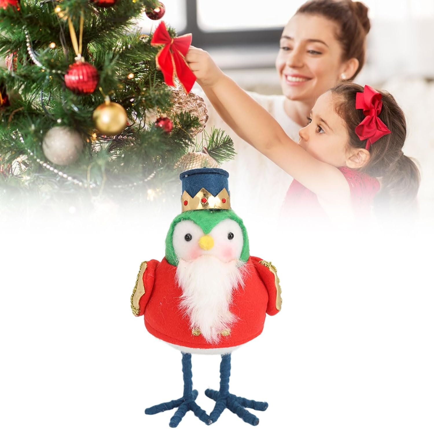 Christmas Table Decorations Birds, Vivid Cute Soft Plush Fabric Standing Bird Christmas Ornaments, Multifunctional Xmas Birds Ornaments for Thanksgiving, Christmas, for Fireplace image number 3