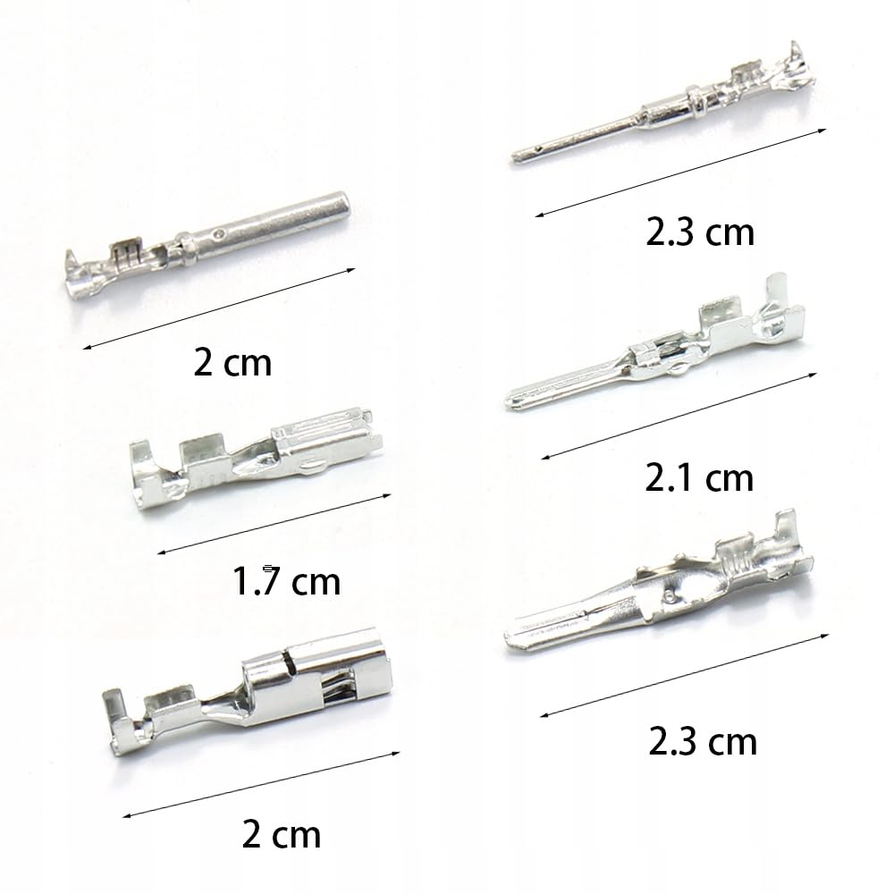 Aikoolwer Connector Pins Crimped Terminal Automotive Car Kit Electrical 1/1.5/1.8/2.2/2.8/3.5Mm Motorcycle ATV Wire Removal Non-Insulated Plug Male Female Crimp Set image number 6