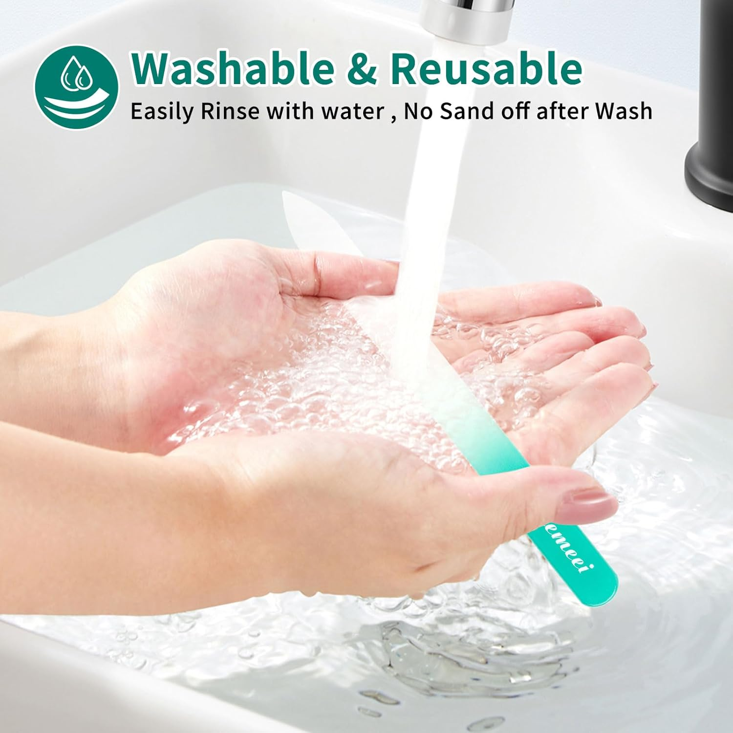 Heemeei Glass Nail File, Double Sided 180/320 Grit with Case for Natural Nails, Fingernail, Crystal, Pedicure - Green image number 5