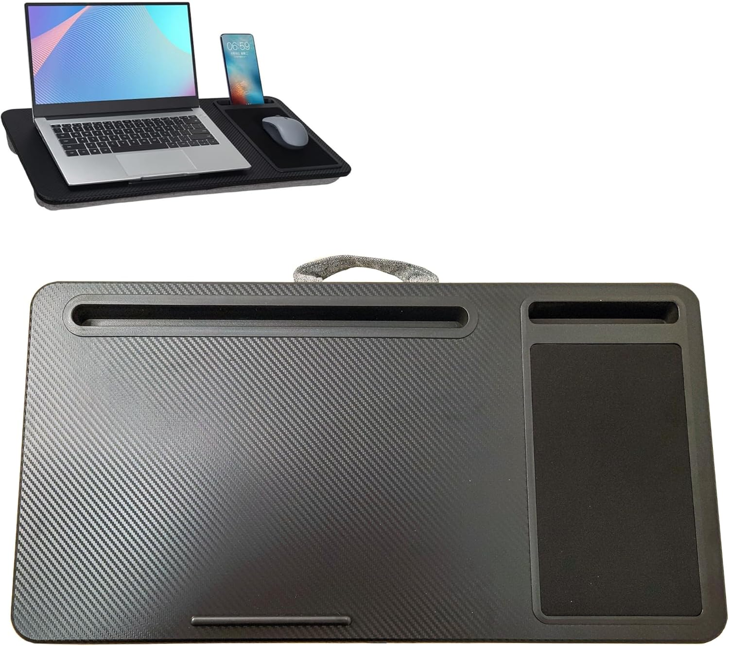 Lap Desk Laptop Tray with Cushion Support | Portable Laptop Stand with Built in Mouse Pad and Phone Holder | Lightweight Bed Sofa Floor Tablet Desk for Home Office and Travel image number 2