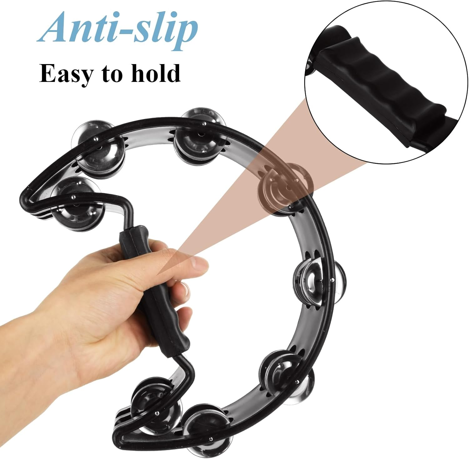 LDXDRU 3Pcs Tambourine for Adults, Metal Jingles Hand Held Percussion Half Moon Tambourine, Tamborines Musical Instrument Adult for KTV Party School image number 4