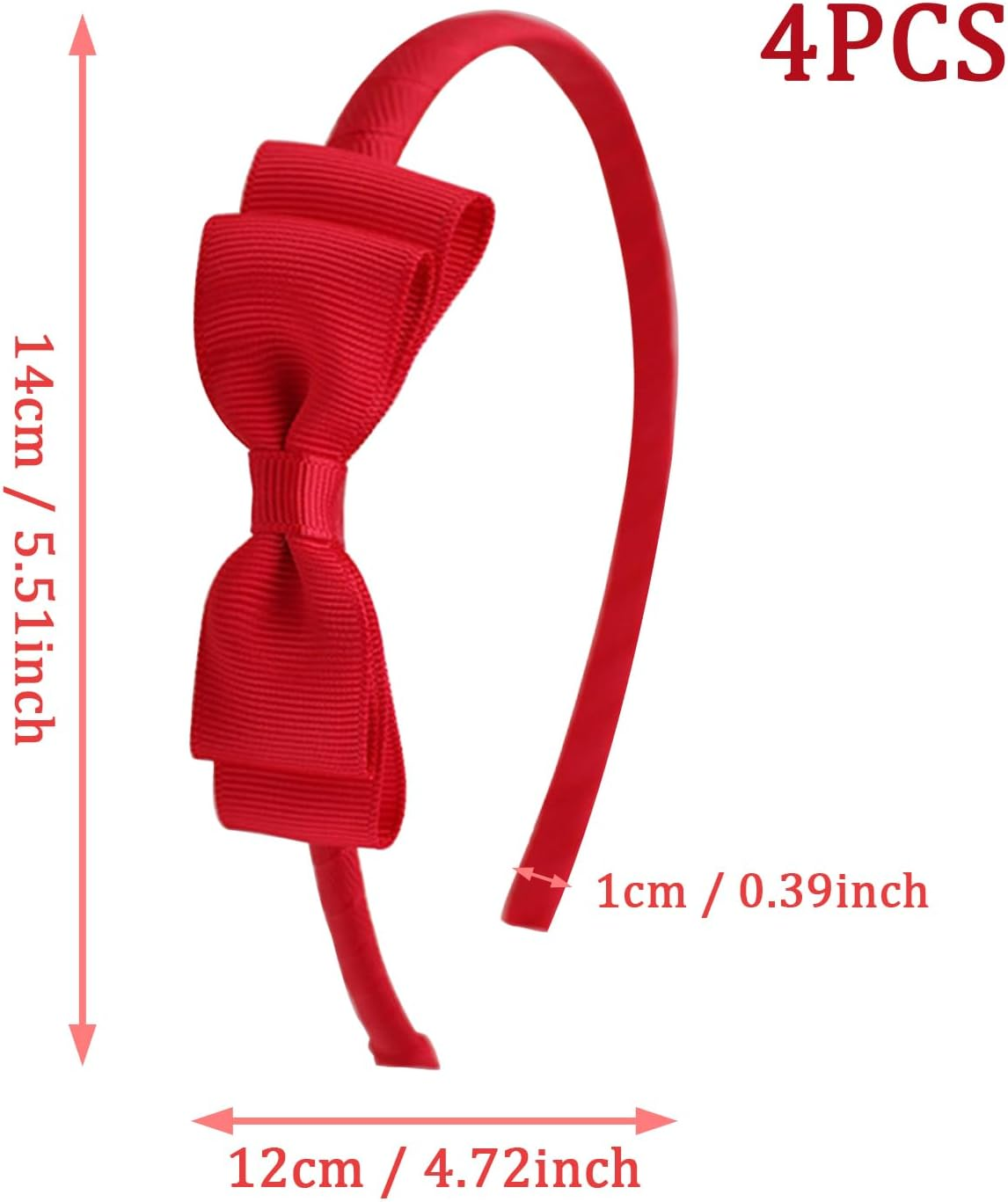 SYEYCW 4 Pcs Red Bow Hairbands, School Bows Headbands, Girls Uniform Bow Headband, Hair Accessories for Girls, Toddlers, Teens, Alice Ribbon Bands, Gift for Christmas Birthday New Year Present image number 2