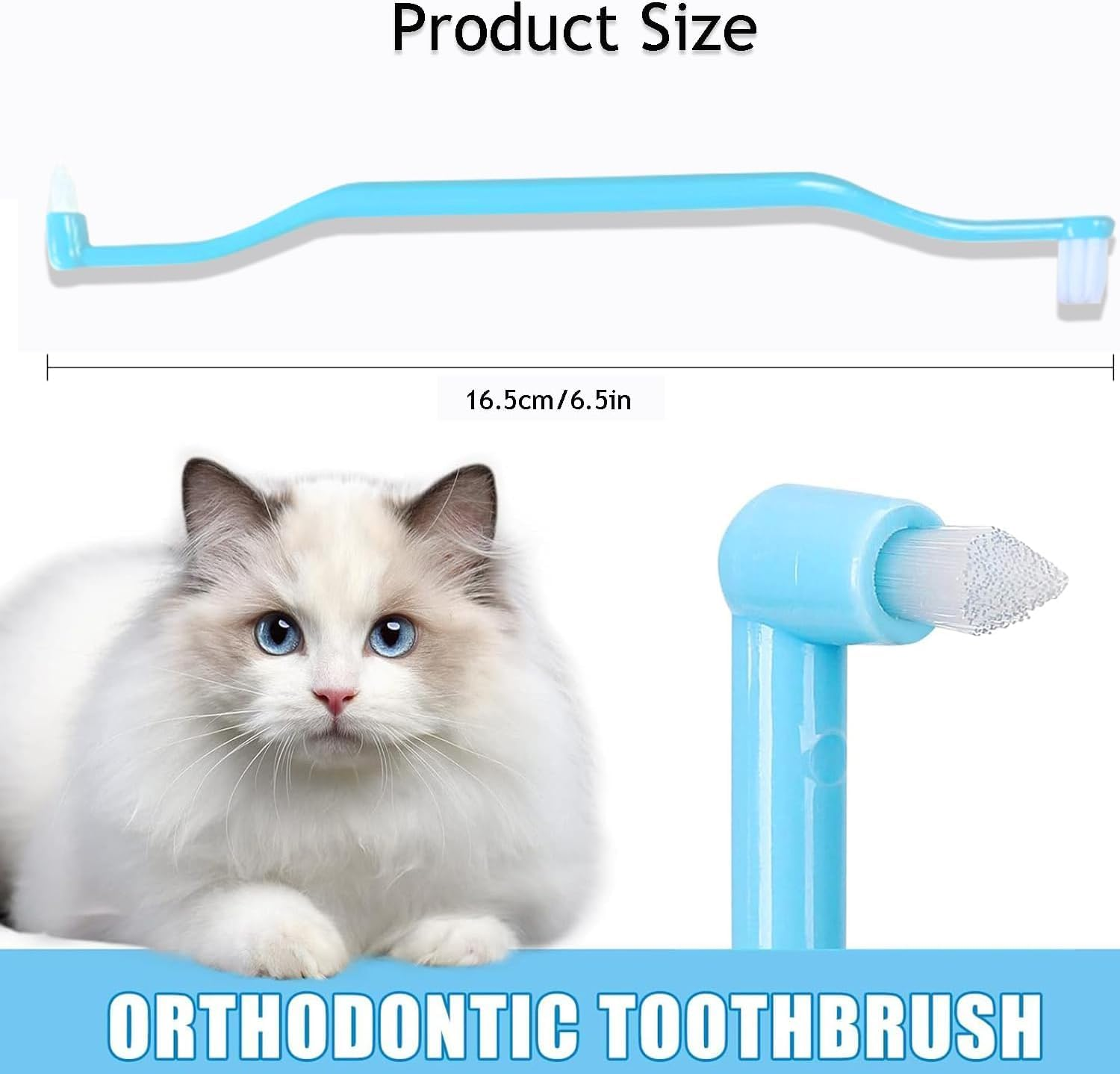 Double Headed Dog Cat Pet Toothbrush Long Handle Dog Tooth Brush, 6Pcs Dual Sided Cat Toothbrushs with Micro Brush Head,Double-Headed Toothbrush Long Handle Tooth Brush Soft Bristle Pet Tooth Brush image number 2