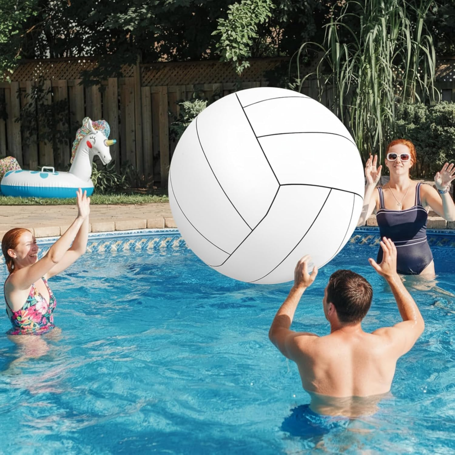Libima 27 Inch Giant Inflatable Volleyball Large Inflatable Beach Volleyball Inflatable Sports Balls White Volleyball Beach Pool Games Toys for Outdoor Activity Games Sports Themed Party image number 5