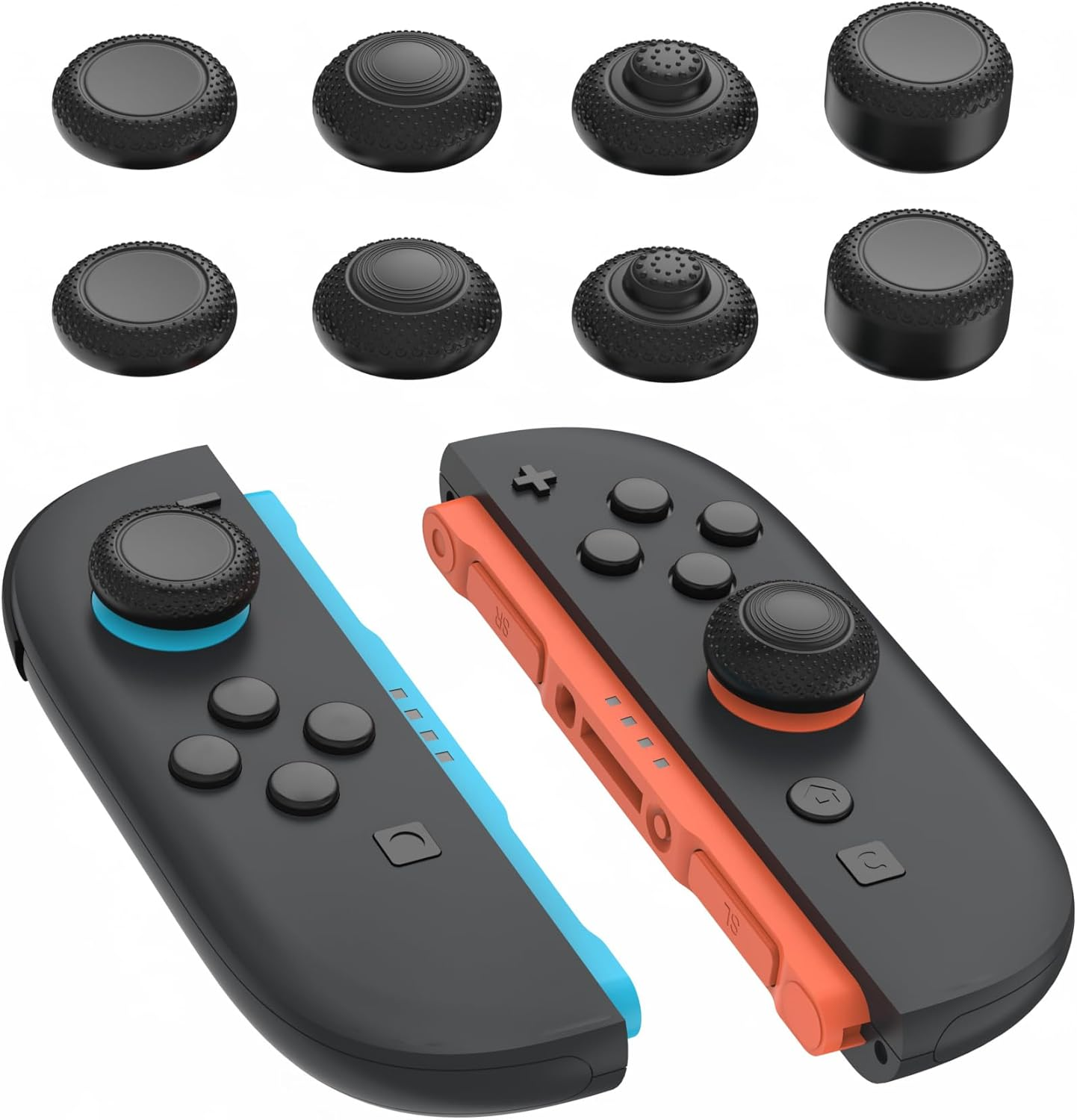 Playvital 8 in 1 Pro Thumbs Grip Caps for Nintendo Switch 2, Ergonomic Anti-Slip Joystick Caps for Joycon 2 Grip, Thumbstick Cover Accessories for Switch 2 - New Hope Gray, 8Pcs