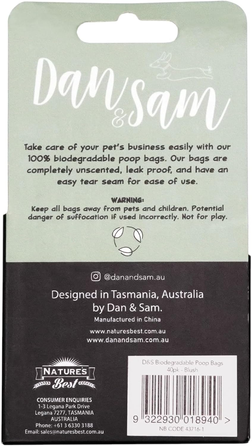 Dan & Sam Biodegradable Dog Poop Bags, Blush, 40 Count - Eco-Friendly Waste Disposal, Durable Leak-Proof Design, Easy-Tie Handles - Ideal for Daily Walks and Clean-Up image number 1