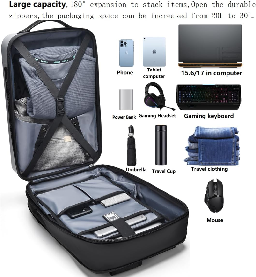 OGOEEN Starlink Mini Travel Bag, Anti-Theft & Water-Resistant Backpack for Starlink Dish and All Accessories, Fits for Camping, RV Trip 17 Inch, Black, 17.5*12.0*3.9In, Hard Shell Backpack image number 6