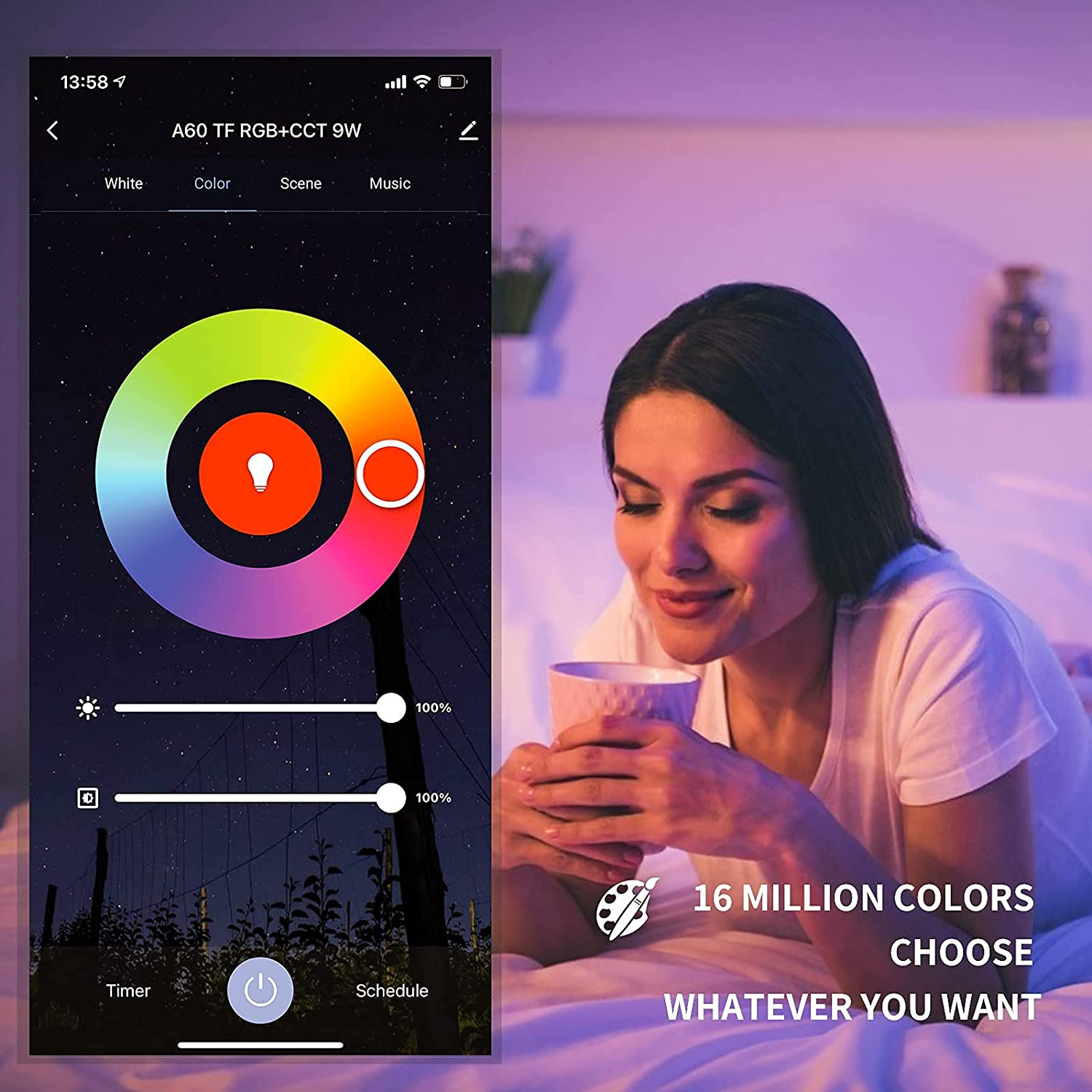 Smart Spotlight FRESHIN GU10 RGBCW Wifi LED Downlight Multicolor Lights Dimmable Changing 2.4Ghz Only, Compatible with Alexa, Google Home, No Hub Required (4) image number 3