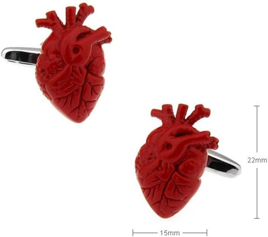 Anatomical Human Anatomy Medical Steampunk Nurse Heart Doctor Surgeon Red Pair Cufflinks image number 2