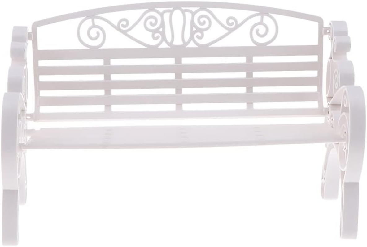 F Fityle Dollhouse Furniture 1:6 Scale Miniature Modern Styled Garden Patio Park Bench Garden Decor - White, as Described image number 1