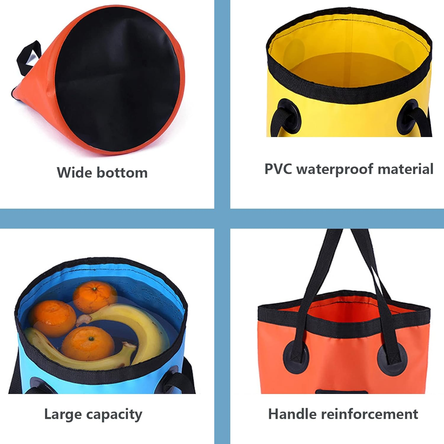 5.2 Gallon Bucket(20L),Collapsible Bucket with Handle, Portable Camping Water Container, Ultra Lightweight Outdoor Basin Fishing Bucket, Folding Bucket for Fishing, Hiking, Car Washing - Pink image number 5