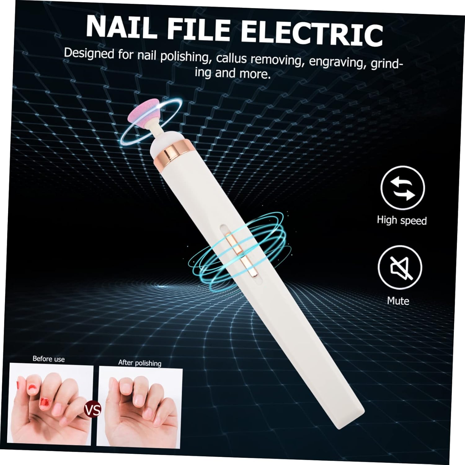 Vaguelly Multi-Functional Nail Drill Machine Electric Nail File Usb Charging for Manicure image number 2