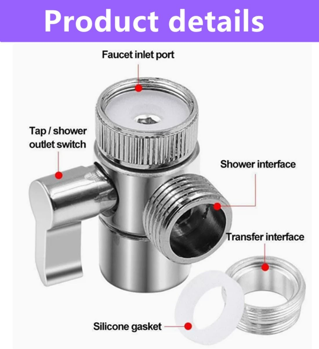 Faucet Splitter Diverter Valve to Hose Adapter,Shower Diverter Valves, Bathroom Kitchen Basin Sink Faucet Splitter Diverter Valve to Hose Adapter