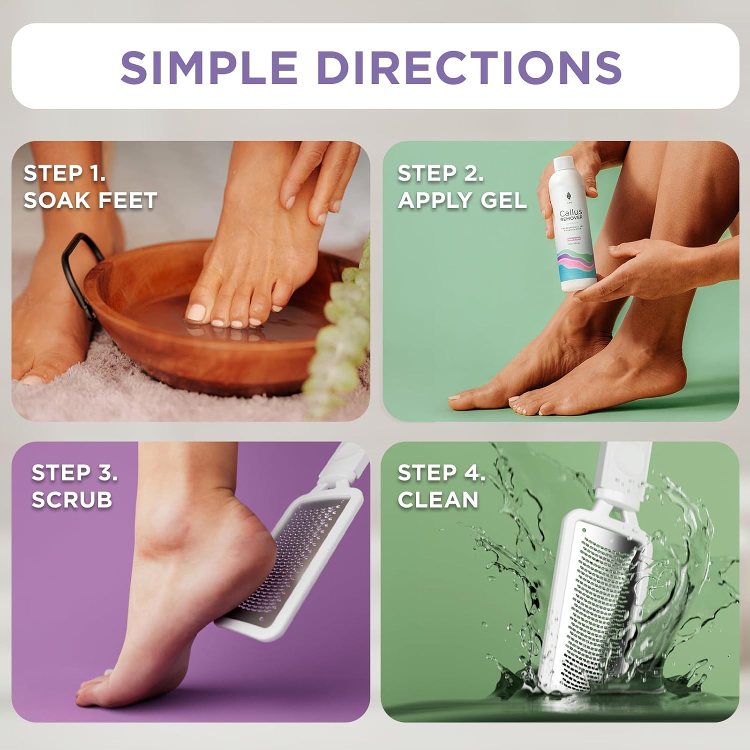 Lee Beauty Professional Callus Remover for Feet - Extra Strength Gel & Rasp Foot File Kit - Original Formula for Dead Skin Remover for Cracked Heels & Dry Skin-Pedicure Supplies for Smooth Foot - 8 Oz image number 4